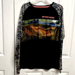 Southern Legends Multi Color Print Long Sleeve Microfiber Shirt Size L